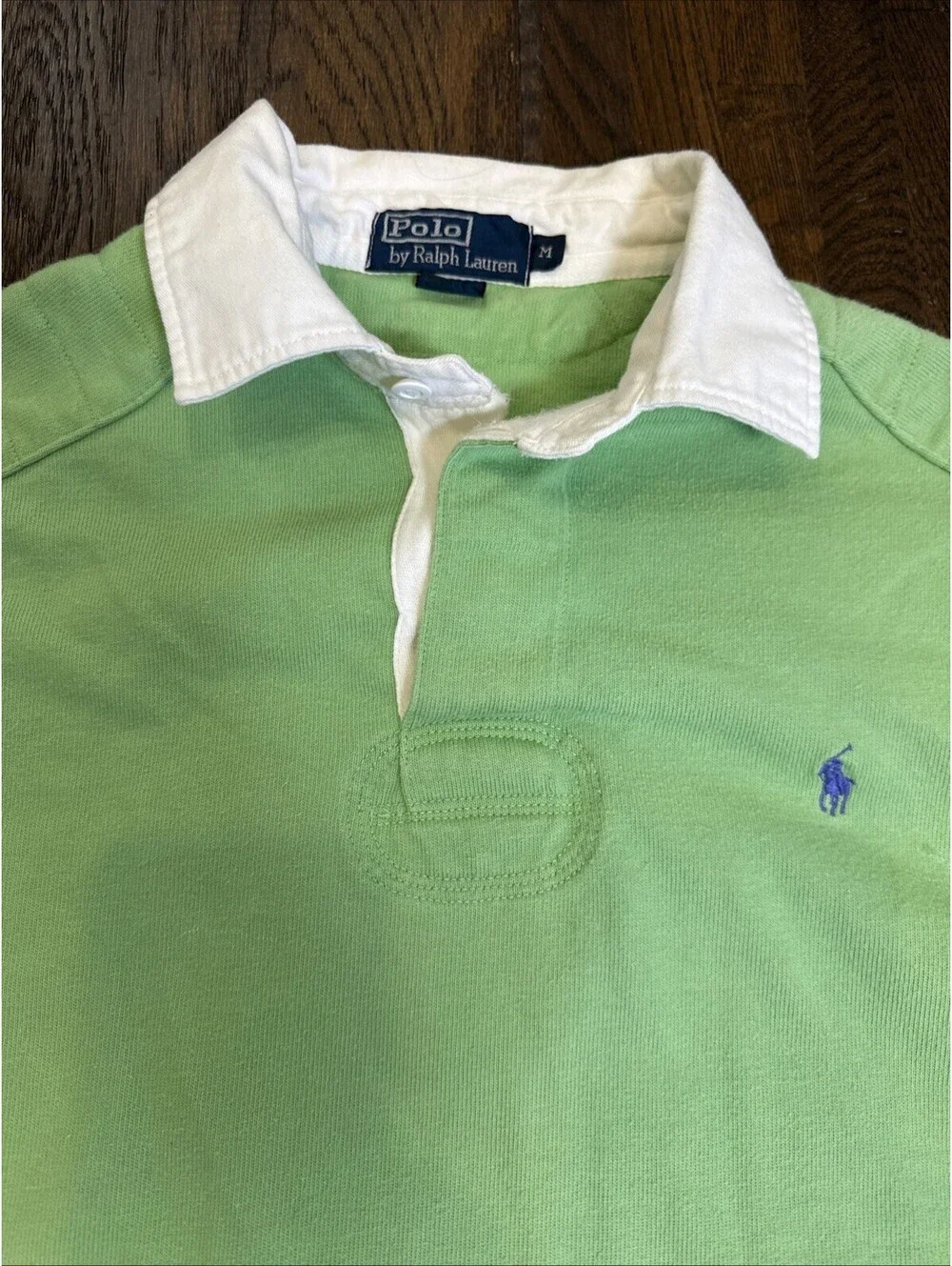 Vintage Polo Ralph Lauren Rugby Shirt Men’s Medium Green Long Sleeve EUC